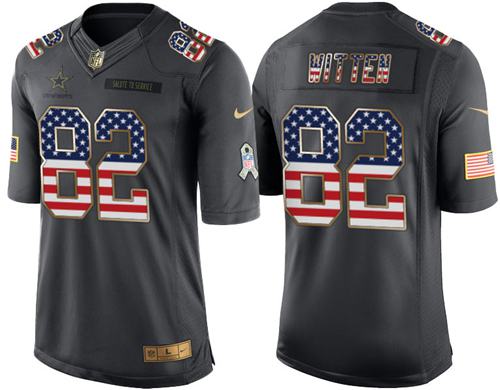 Nike Cowboys #82 Jason Witten Black Men's Stitched NFL Limited USA Flag Salute To Service Jersey - Click Image to Close